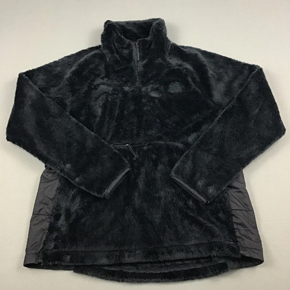 The North Face Jacket Women Extra Large Black Osito Fleece 1/4 Zip Kangaroo XL
